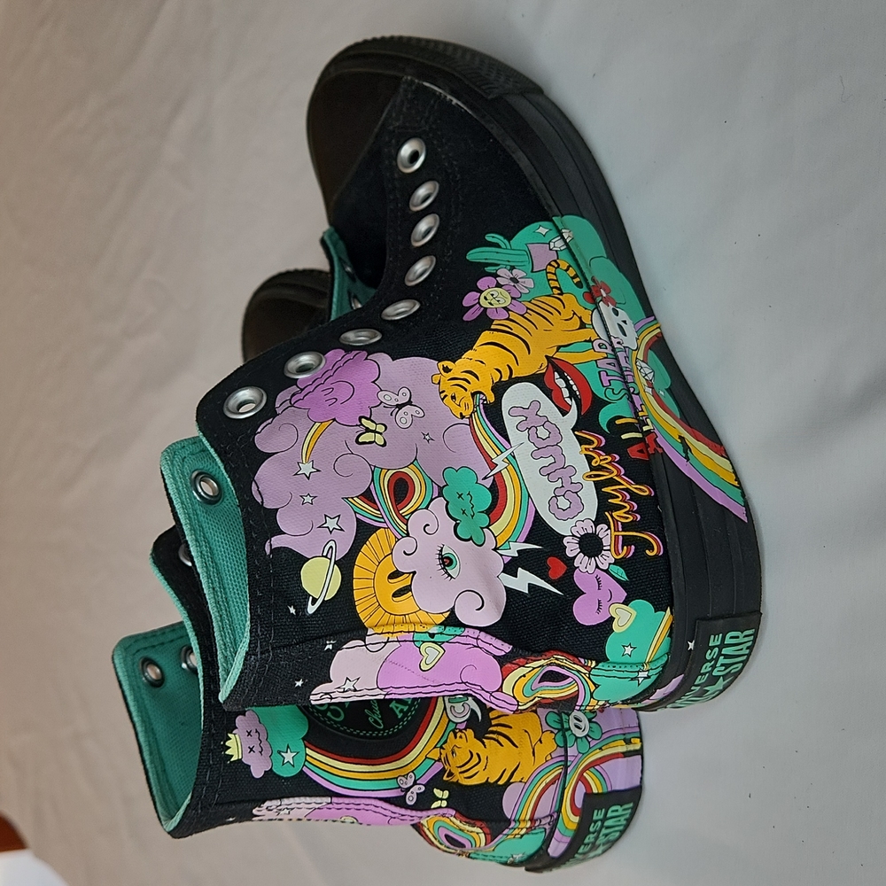 Converse CTAS Psychedelic Hoops Black Canvas Hi-Top Sneaker, Men's 6.5, W 8.5